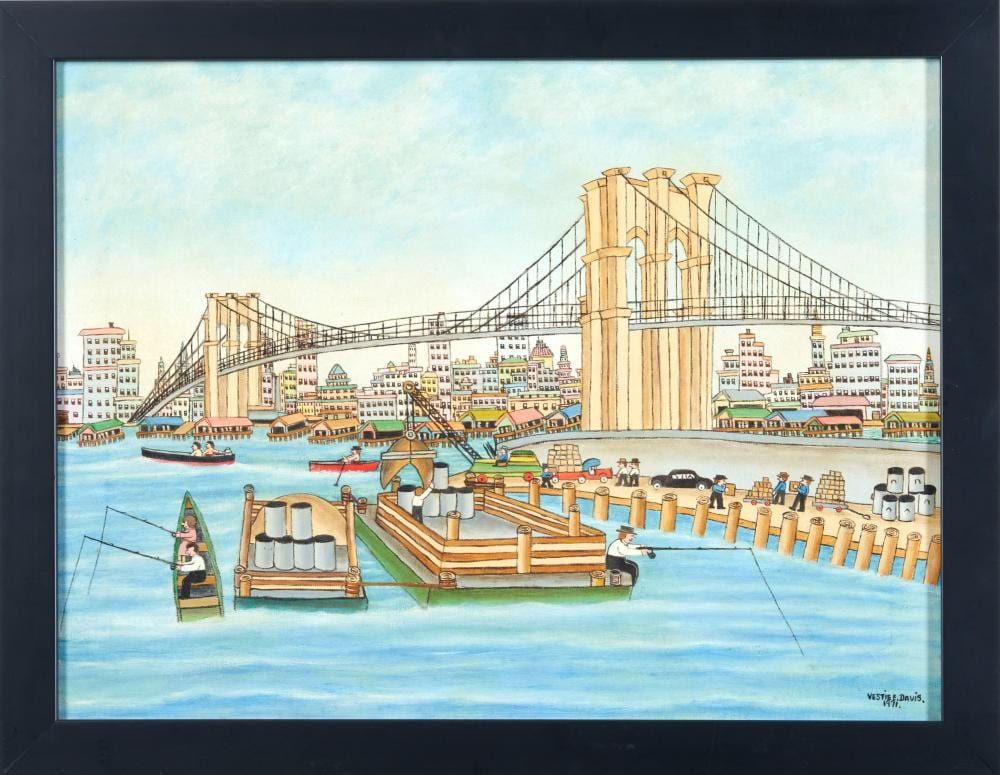 Vestie E. Davis comparable auction result: vestie e davis american 1903 1978 brooklyn bridge to brooklyn 1971 18 x 24 in 45 7 x 61 0 cm framed 20 3 4 x 26 3 4 x 1 in 52 7 x 67 9 x 2 5 cm
