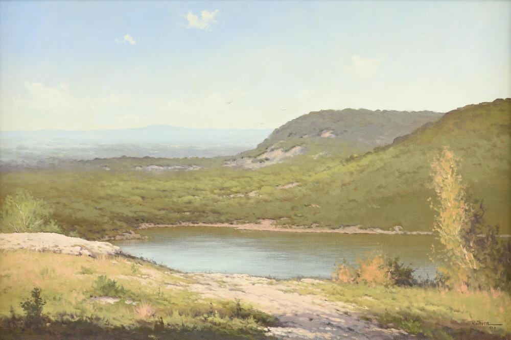 Jerry Ruthven comparable auction result: jerry ruthven american texas b 1947 hill country landscape 1977