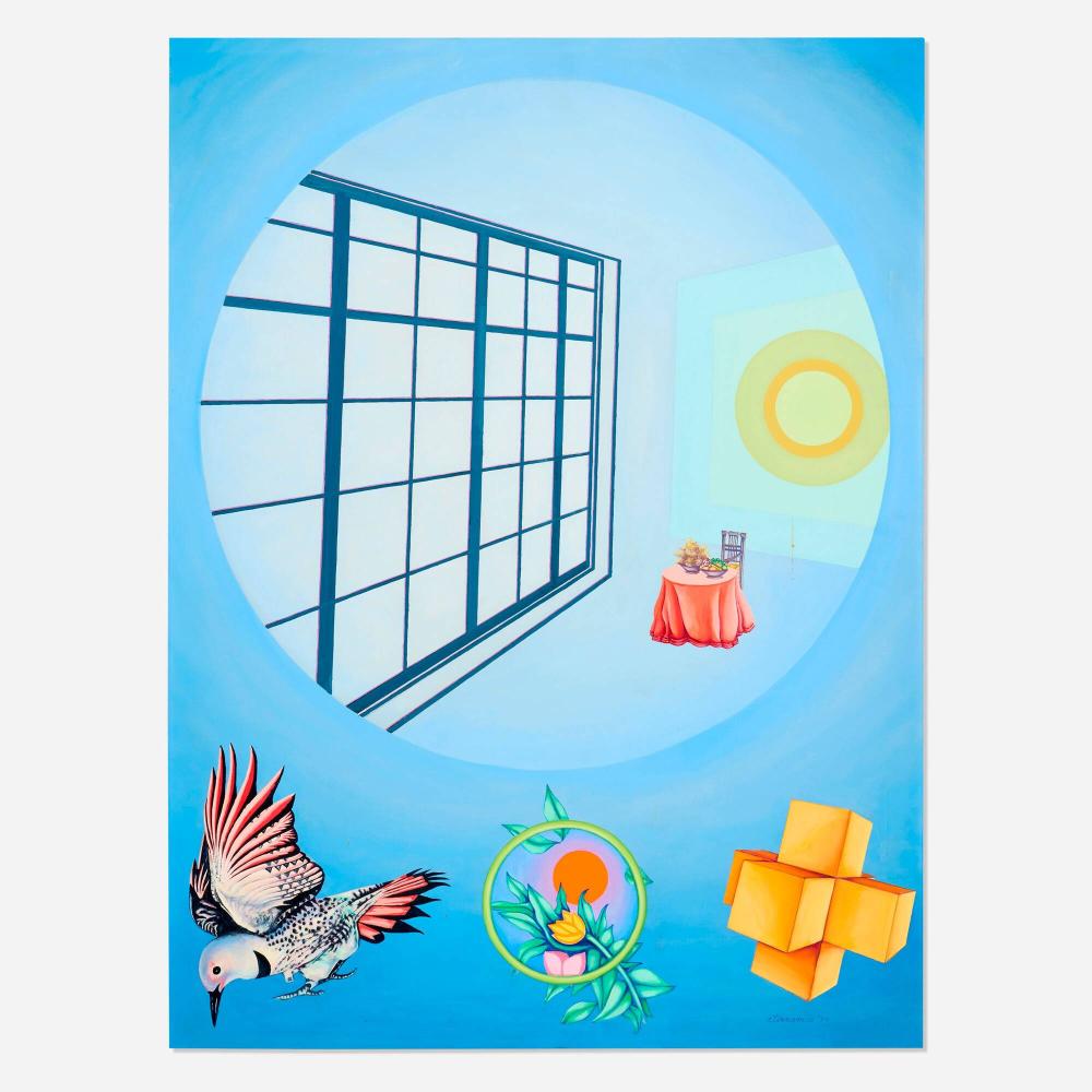 Atirnomis comparable auction result: atirnomis rita simon untitled blue window sun bird and table
