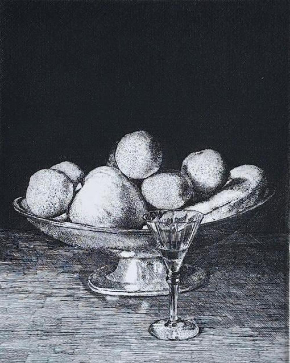 Gianni Cacciarini comparable auction result: gianni cacciarini etching fruit bowl