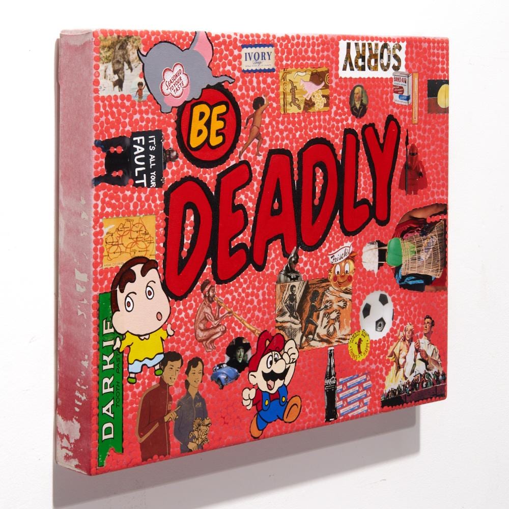 Tony Albert comparable auction result: tony albert collage on canvas 2012