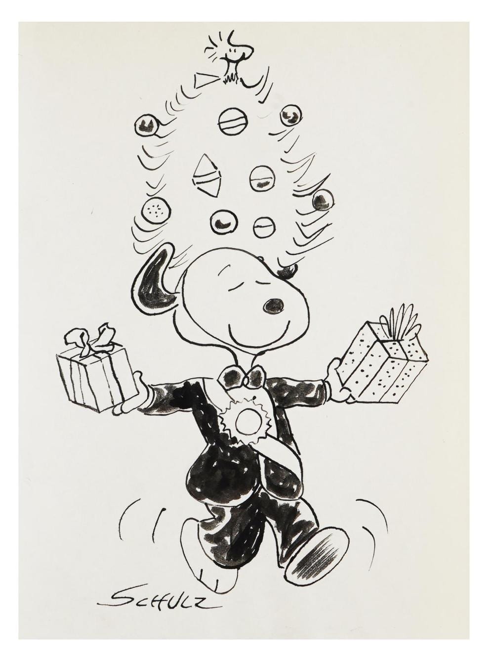 ILLUSTRATION SNOOPY INK PAINTING AFTER CHARLES SCHULZ sold by Antique Arena Inc, lot 123 — auction record photograph