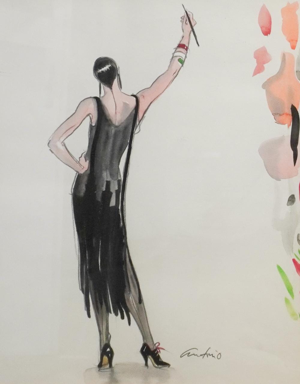 Antonio Lopez comparable auction result: antonio lopez american puerto rican 1943 1987 fashion study of a woman watercolor and graphite on paper frame 22 x 18 1 4 in 55 9 x 46 4 cm