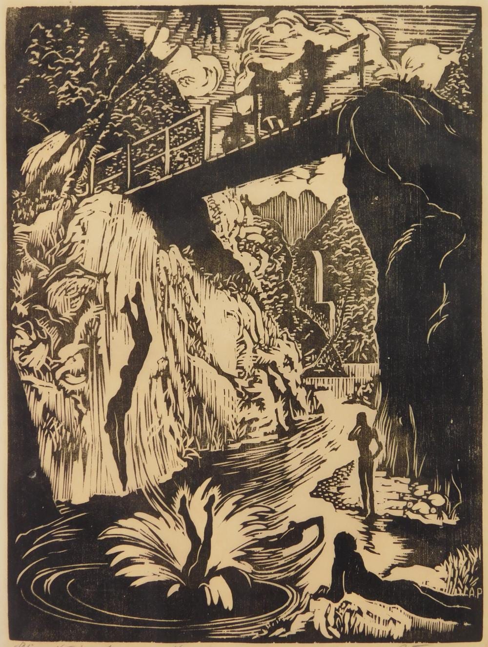 Ambrose Patterson comparable auction result: ambrose patterson american 1877 1966 woodcut