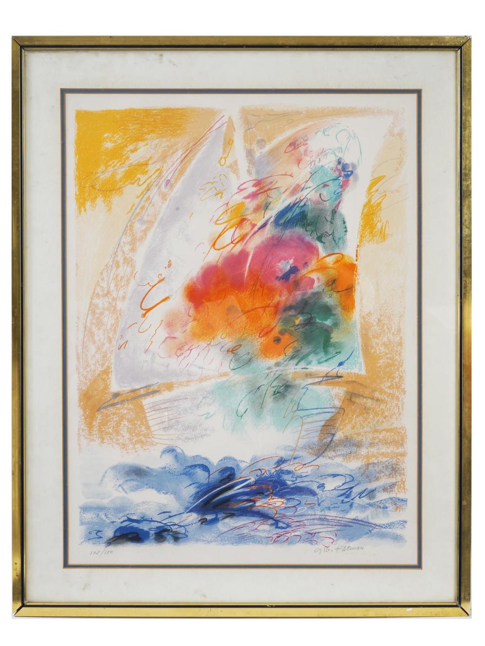Albert Deman comparable auction result: french seascape color lithograph by albert deman