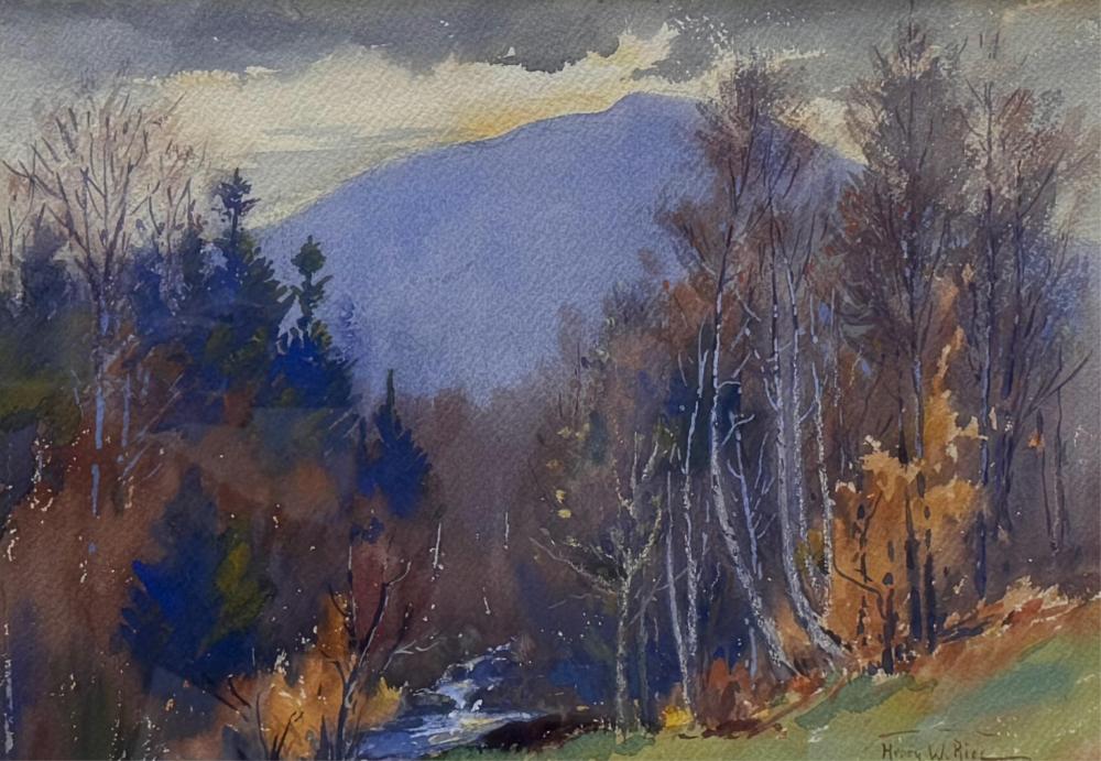 Henry Webster Rice comparable auction result: henry webster rice massachusetts maine 1853 1934 autumnal mountain scene watercolor on paper 14 x 20 framed 24 x 30