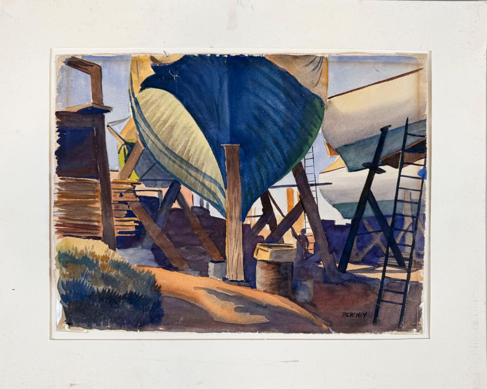 Philip Cheney comparable auction result: philip cheney vermont virginia massachusetts 1897 1992 boat in dry dock watercolor on paper 11 x 15 unframed