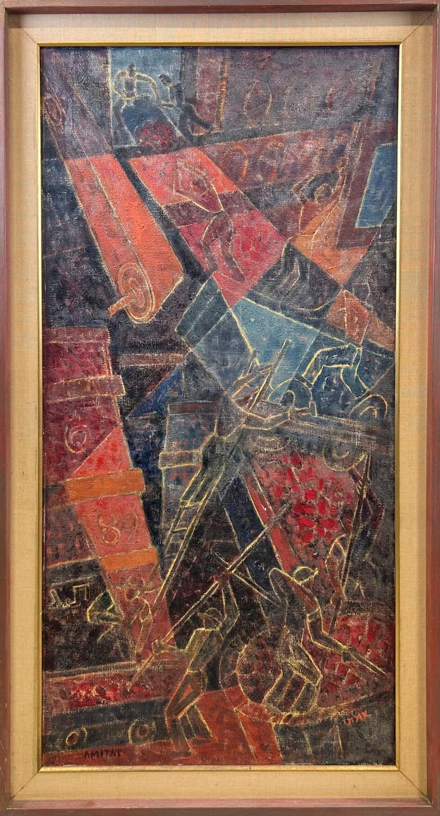 isaac amitai israel egypt 1907 1984 workers oil on canvas 51 5 x 26 framed 57 x 31 · Sandwich Auction House · 2025-02-14 Isaac Amitai comparable auction result: isaac amitai israel egypt 1907 1984 workers oil on canvas 51 5 x 26 framed 57 x 31
