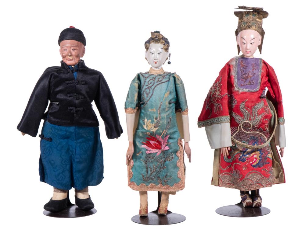 (3) ANTIQUE CHINESE DOLLS sold by Thomaston Place Auction Galleries, lot 2398 — auction record photograph
