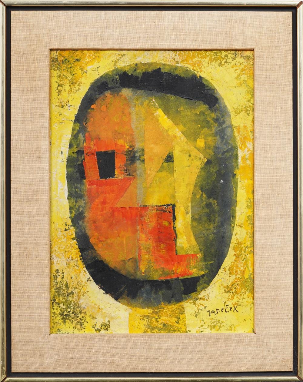 ota janecek 1919 1996 vintage signed czech modernist abstract portrait framed rare oil painting · Curated Gallery Auctions · 2025-02-23 Ota Janecek comparable auction result: ota janecek 1919 1996 vintage signed czech modernist abstract portrait framed rare oil painting