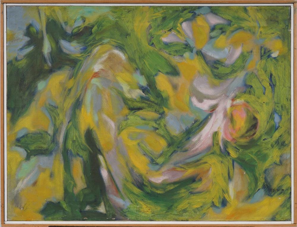 Edward Colker comparable auction result: edward colker born 1929 signed 1955 mid century modern abstract flower still life oil painting