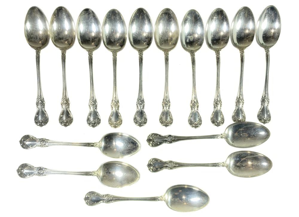 (15) Towle Sterling Silver “Old Master” Teaspoons sold by EJ'S Auction & Appraisal, lot 1423 — auction record photograph