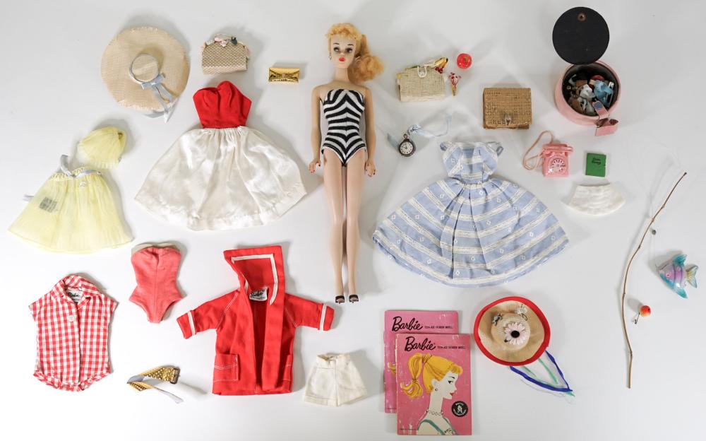 Auction comp thumbnail for Vintage #3 Blonde Ponytail Barbie Doll 1959 Mattel (Grant Zahajko Auctions, LLC, Lot 293)