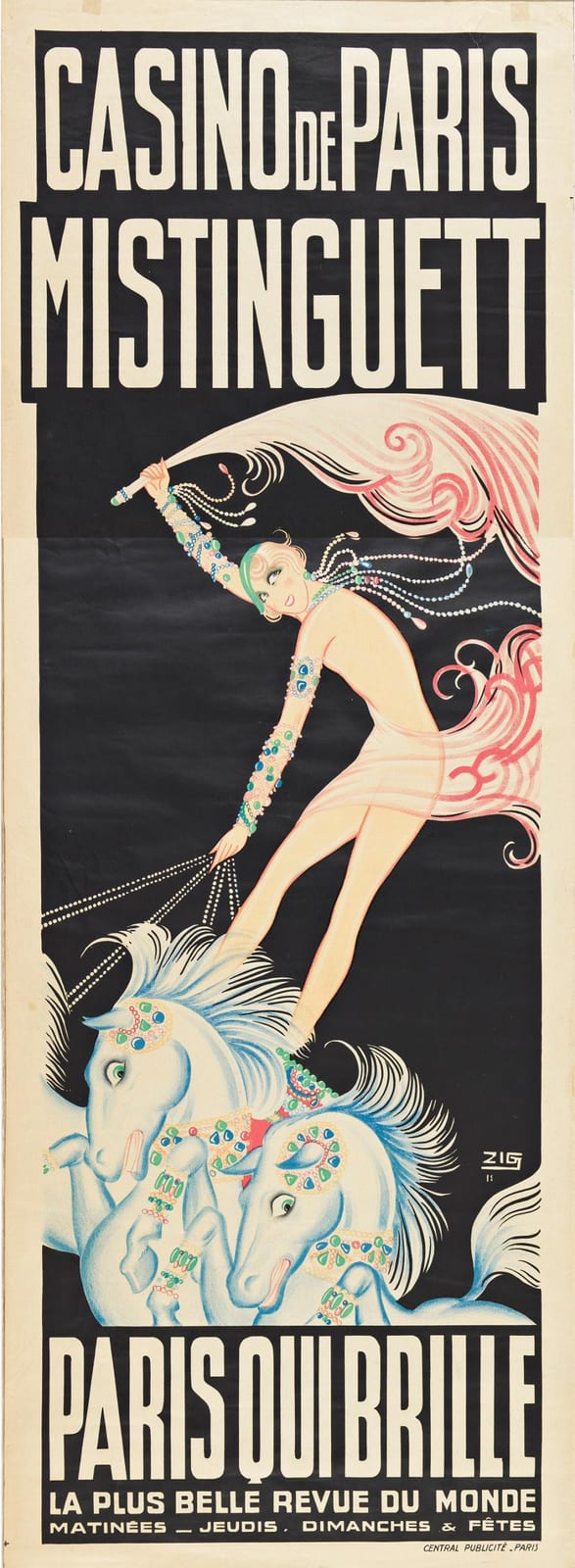 zig louis gaudin 1882 1936 casino de paris mistinguett paris qui brille 1931 87x31 inches 221x80 cm central publicit par · Swann Auction Galleries · 2025-02-20 Louis Gaudin comparable auction result: zig louis gaudin 1882 1936 casino de paris mistinguett paris qui brille 1931 87x31 inches 221x80 cm central publicit par