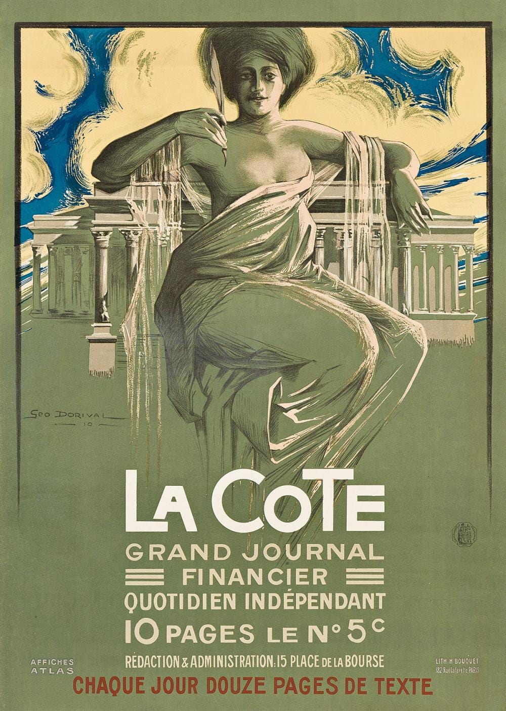 Georges Dorival comparable auction result: georges dorival 1879 1968 la cote grand journal financier 1910 34x24 inches 86 x61 cm h bouquet paris