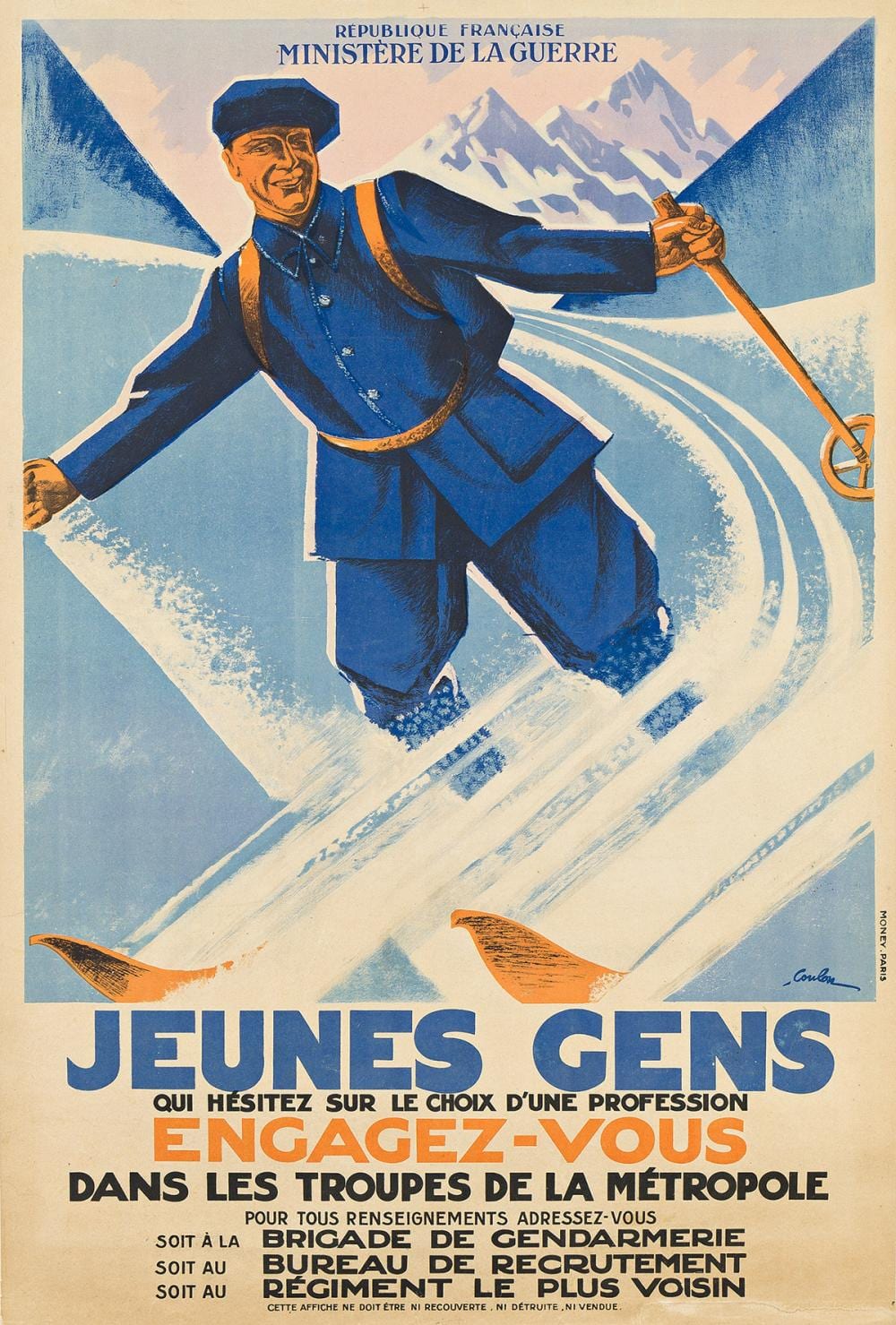 Eric de Coulon comparable auction result: eric de coulon 1888 1956 jeunes gens engagez vous circa 1928 46 x31 inches 117 x78 cm money paris