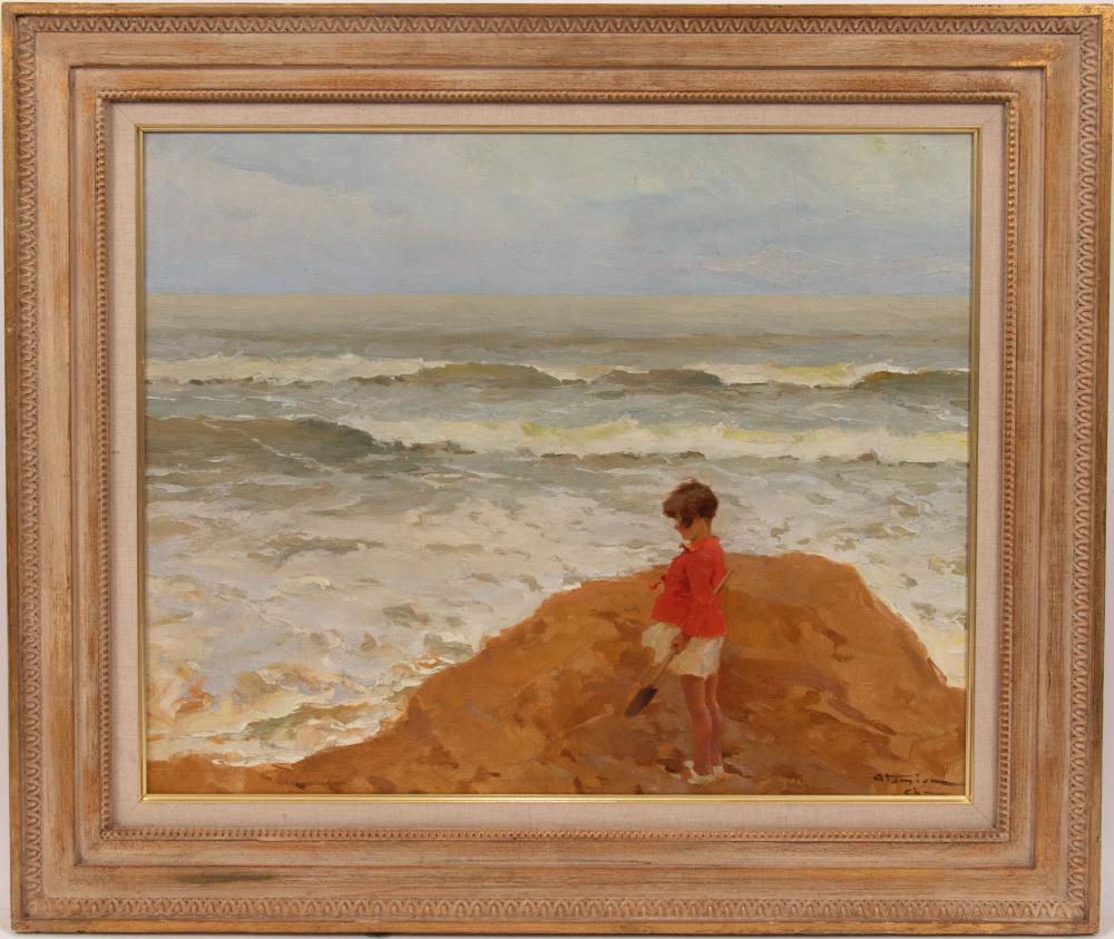 Charles Garabed Atamian comparable auction result: charles atamian turkish 1872 1947 oil on canvas h 21 w 26 girl on seashore