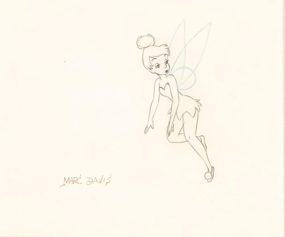 Marc Davis comparable auction result: marc davis american 1913 2000 for walt disney studios graphite and colored pencil 1953 tinkerbell