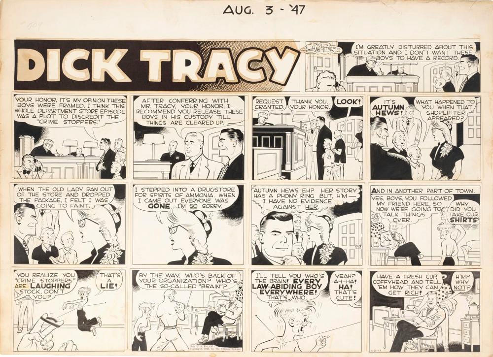 Chester Gould comparable auction result: chester gould dick tracy 1947