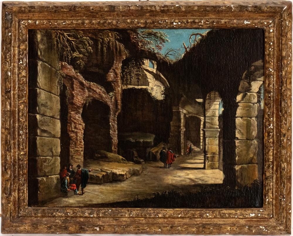 Alessio de Marchis comparable auction result: alessio de marchis attribuito a view of the ambulatory of the colosseum with figures