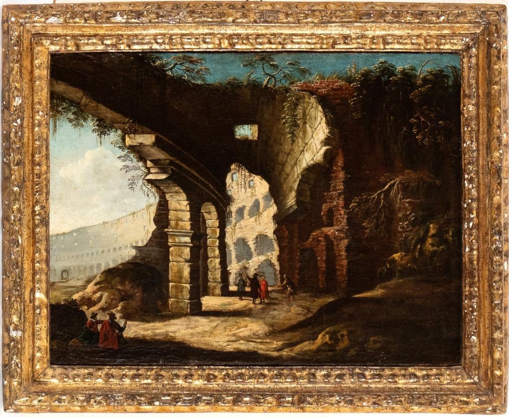 Alessio de Marchis comparable auction result: alessio de marchis attribuito a view of the interior of the colosseum with figures