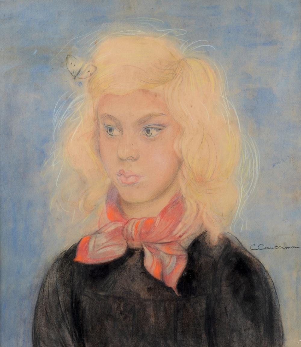 c cile cauterman pastel on paper lady portrait with butterfly · Veilinghuis Loeckx · 2025-02-11 Cécile Cauterman comparable auction result: c cile cauterman pastel on paper lady portrait with butterfly