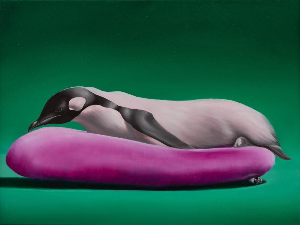 sam leach relaxing penguin oil on wood 25x35cm · Artvisory · 2025-02-09 Samuel Leach comparable auction result: sam leach relaxing penguin oil on wood 25x35cm