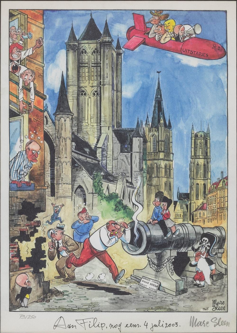 Marc Neels comparable auction result: marc sleen 1922 2016 colour lithograph dikke bertha with theo lef vre 1965 signed numbered 79 250 and dated 2003