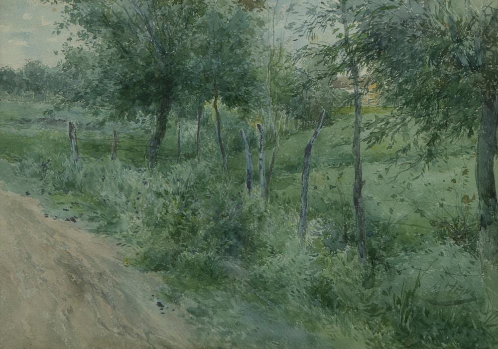 Armand Jean Heins comparable auction result: armand heins 1856 1938 watercolour landscape with road signed