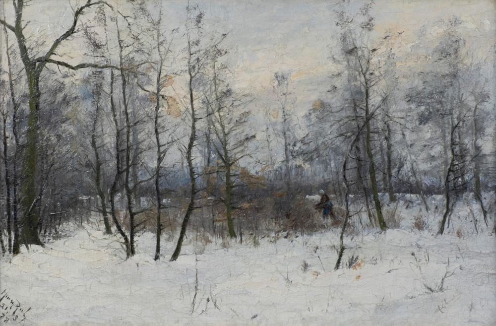 Henry Rul comparable auction result: henry rul 1862 1942 oil on canvas animated winter forest view signed and dated 88