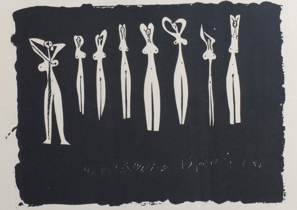 Pablo PICASSO (1881-1973), lithograph 'Huit Silhouettes', from the first edition of Le Minotaure on large Vélin d'Arches paper from 1972 after the originals between 1945 and 1947, numbered 12/20 sold by Maison Jules Veilinghuis, lot 1049 — auction record photograph