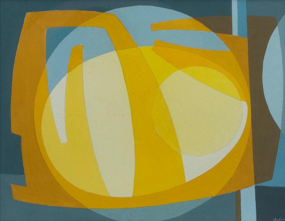Raymond Art comparable auction result: raymond art 1919 1998 gouache on paper composition in yellow signed