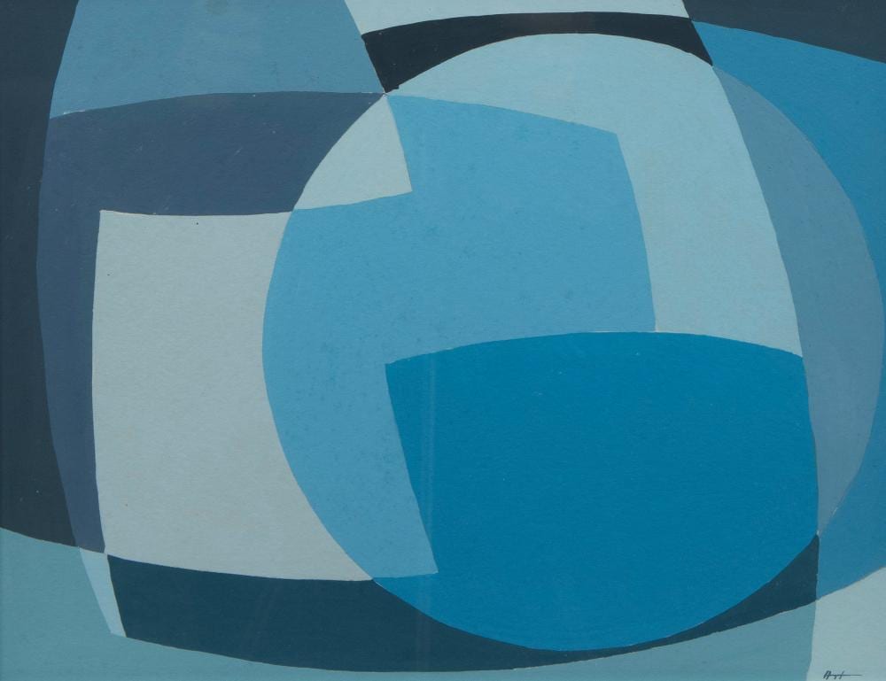 Raymond Art comparable auction result: raymond art 1919 1998 gouache on paper composition in blue signed