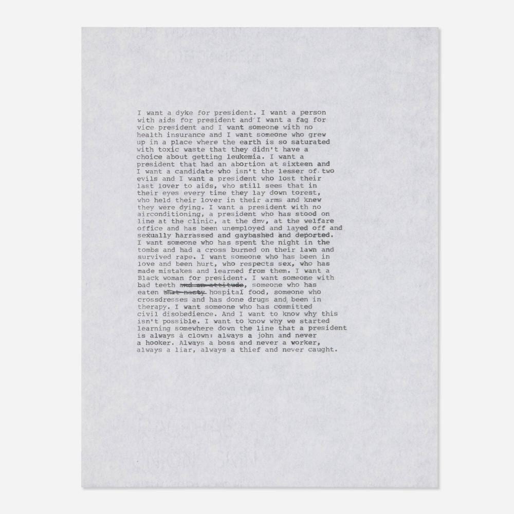 Zoe Leonard comparable auction result: zoe leonard i want a president