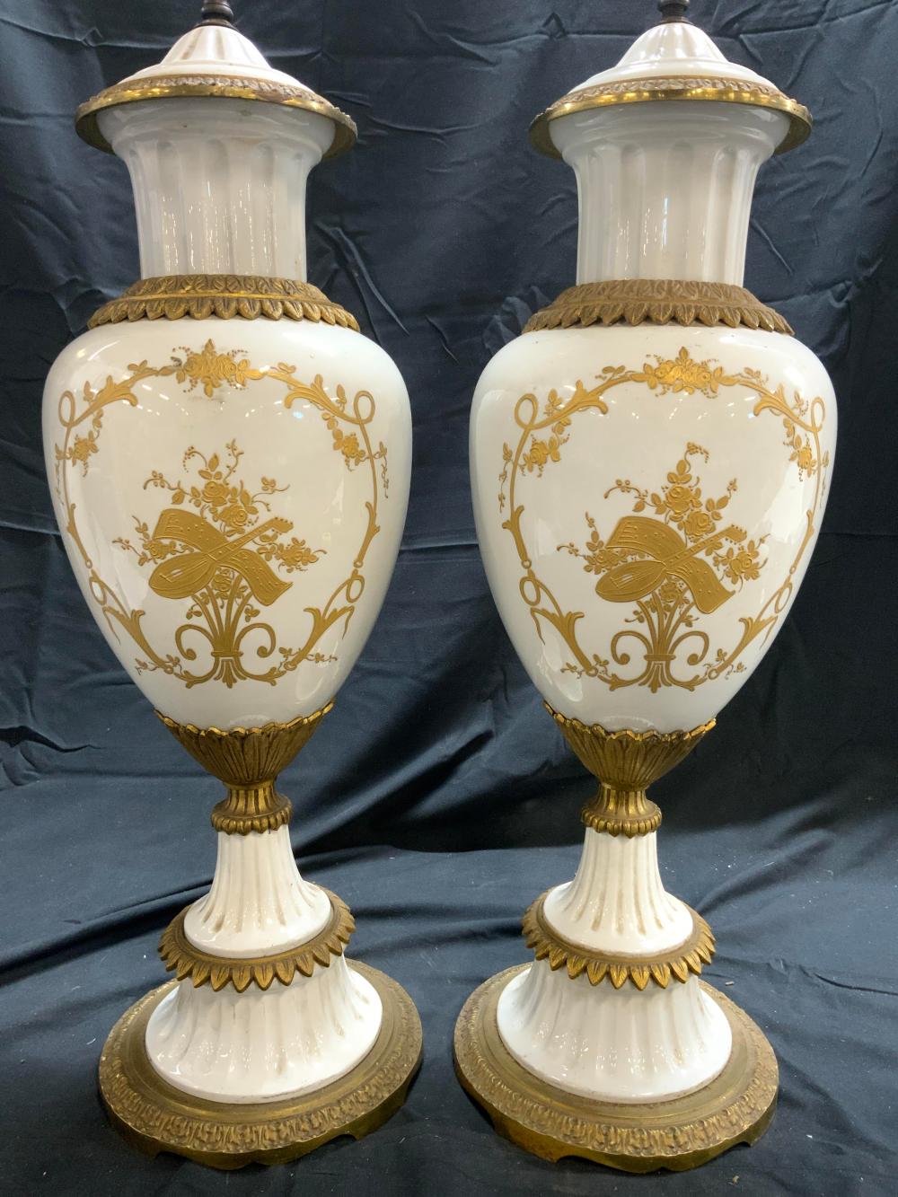 Close-up of antique-style lamp casting and surface detail
