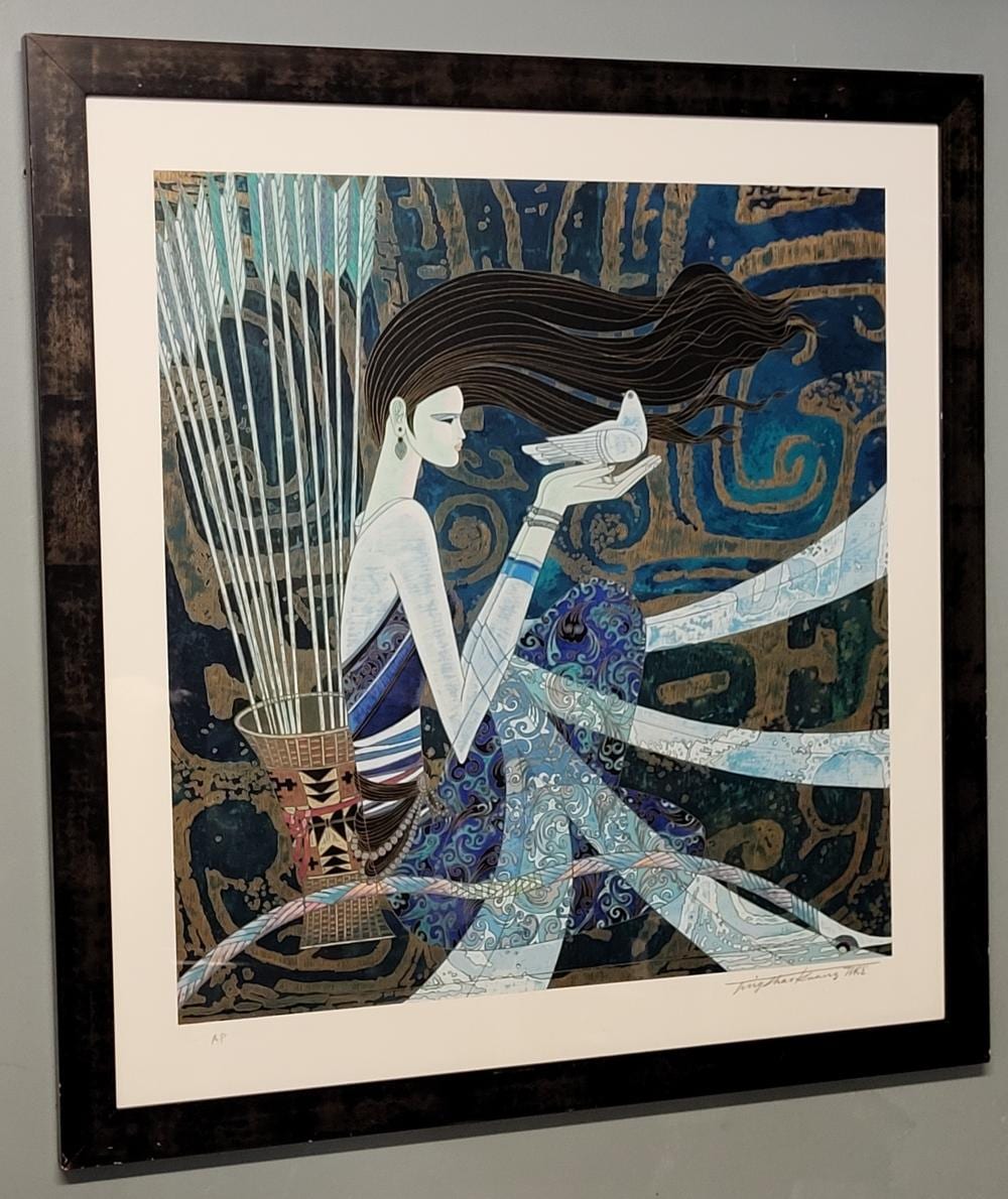 Shaoguang Ding comparable auction result: ting shao kuang peace dove silkscreen artist proof