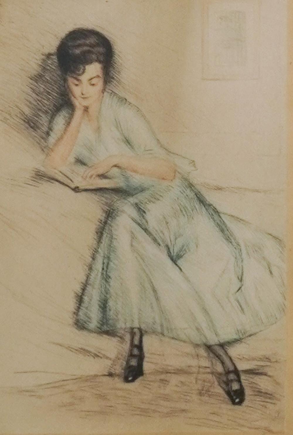 Otto (1868) Goetze comparable auction result: otto goetze german 1868 1931 reading woman etching in color frame 26 x 21 3 4 in 66 x 55 2 cm