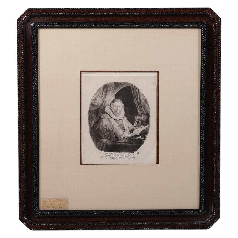 Auction comp thumbnail for Antique Rembrandt Van Rijn 1606-1669 Etching (Hill Auction Gallery, Lot 432)