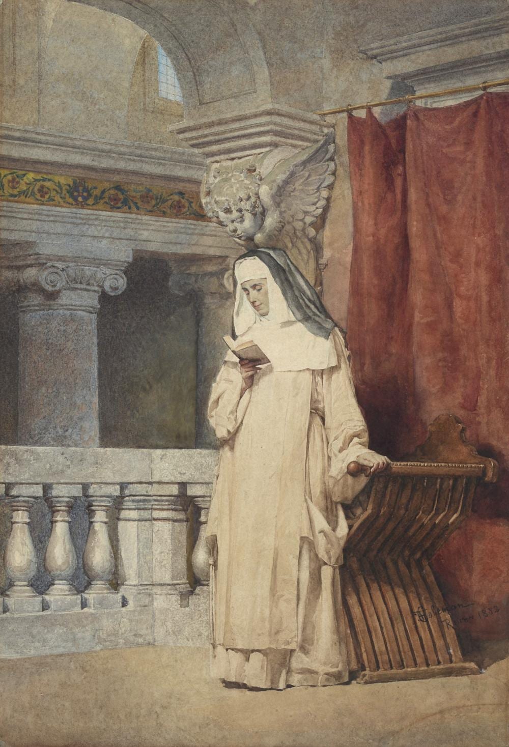 Francesco Coleman comparable auction result: francesco coleman roma 1851 1918 momento di preghiera 1882