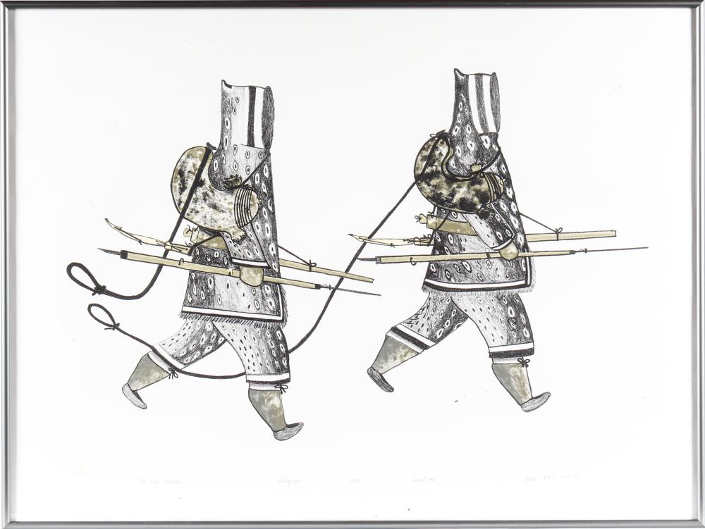 Iyola Kingwatsiak comparable auction result: iyola kingwatsiak inuit 1933 2000 floe edge hunters lithograph