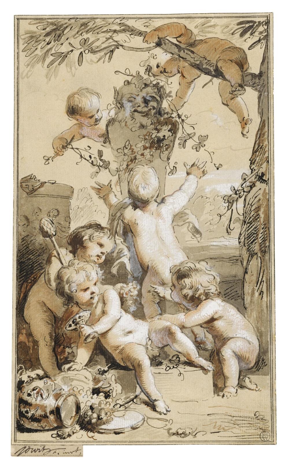 putti playing around a herm · Sotheby's · 2025-02-05 Jacob de Wit comparable auction result: putti playing around a herm