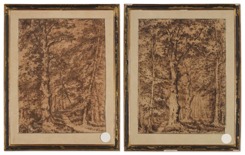 Narcisse Virgilio Diaz de la Peña comparable auction result: two studies of a path through a dense forest