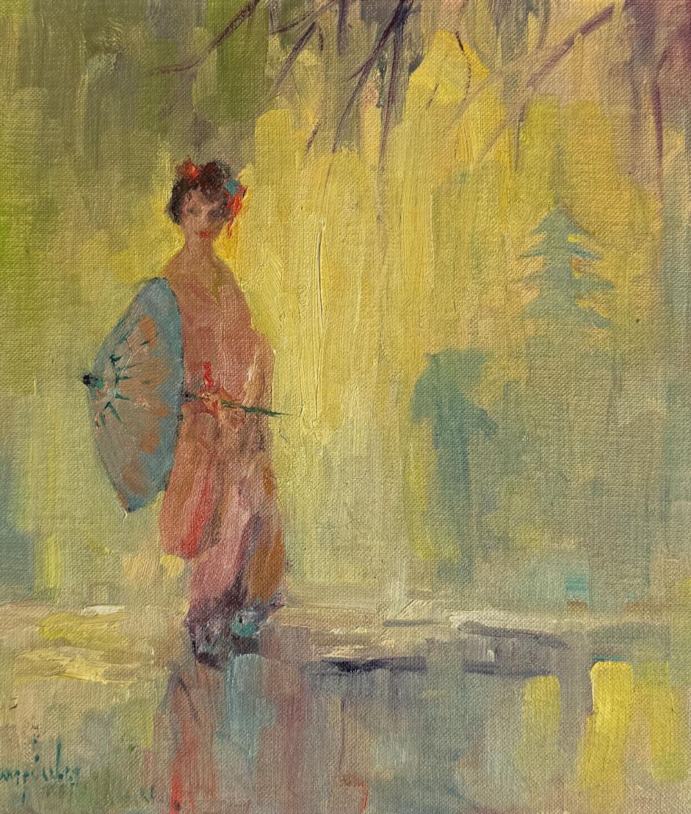 JAMES ECCLES PAINTING JAPANESE WOMAN WITH PARASOL sold by Burchard Galleries Inc, lot 1168 — auction record photograph