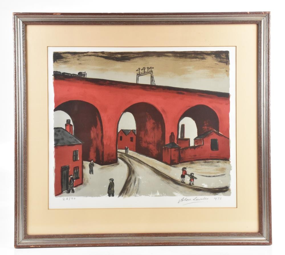 Alan Lowndes comparable auction result: alan lowndes 1921 1978 pencil signed limited edition lithograph stockport viaduct 24 70 45 x 52cm framed and glazed