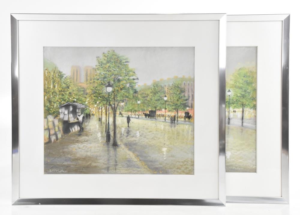 bernard mcmullen 1952 2015 pair of pastels figures in street scenes signed 30 x 36cm framed and glazed 2 · Adam Partridge Auctioneers · 2025-02-22 Bernard McMullen comparable auction result: bernard mcmullen 1952 2015 pair of pastels figures in street scenes signed 30 x 36cm framed and glazed 2