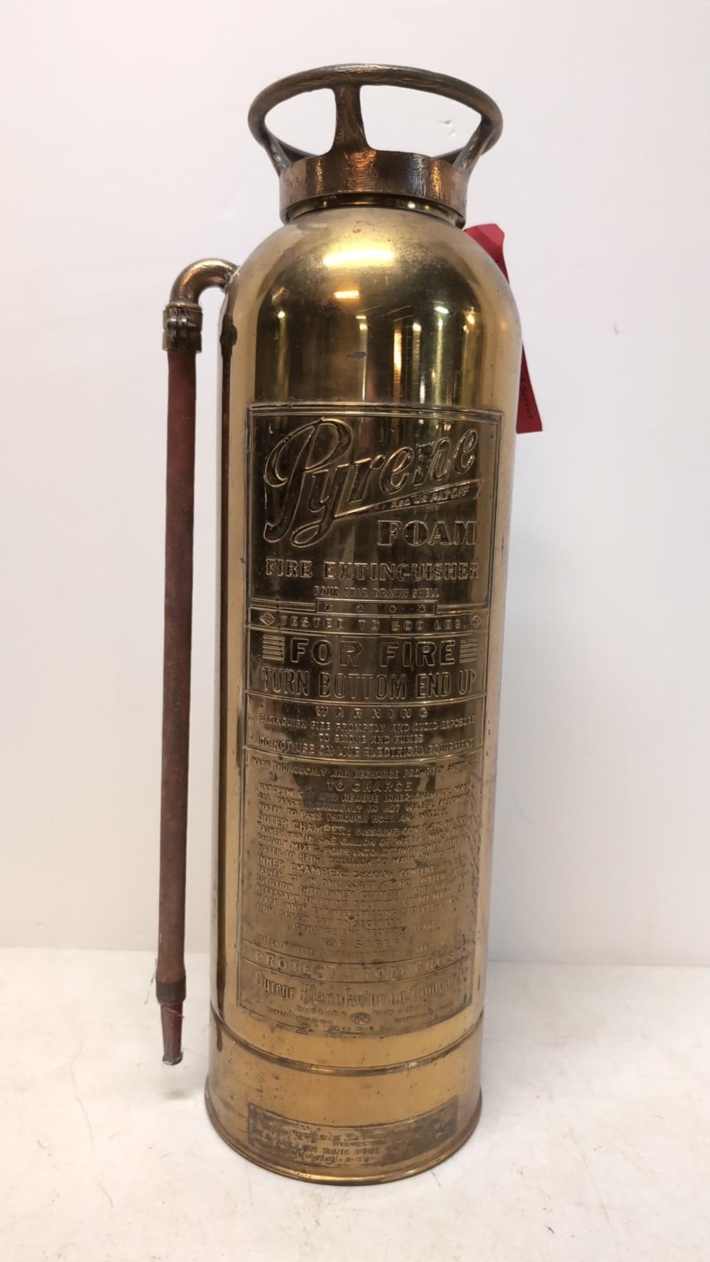 Vintage Pyrene Brass Fire Extinguisher sold by Heritage Antiques & Auction, lot 248 — auction record photograph
