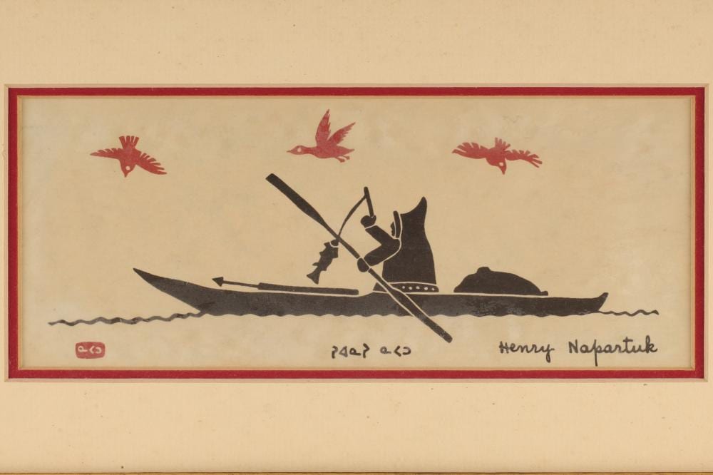 Henri Napartuk comparable auction result: henry napartuk inuit 1932 1985 print kayaker