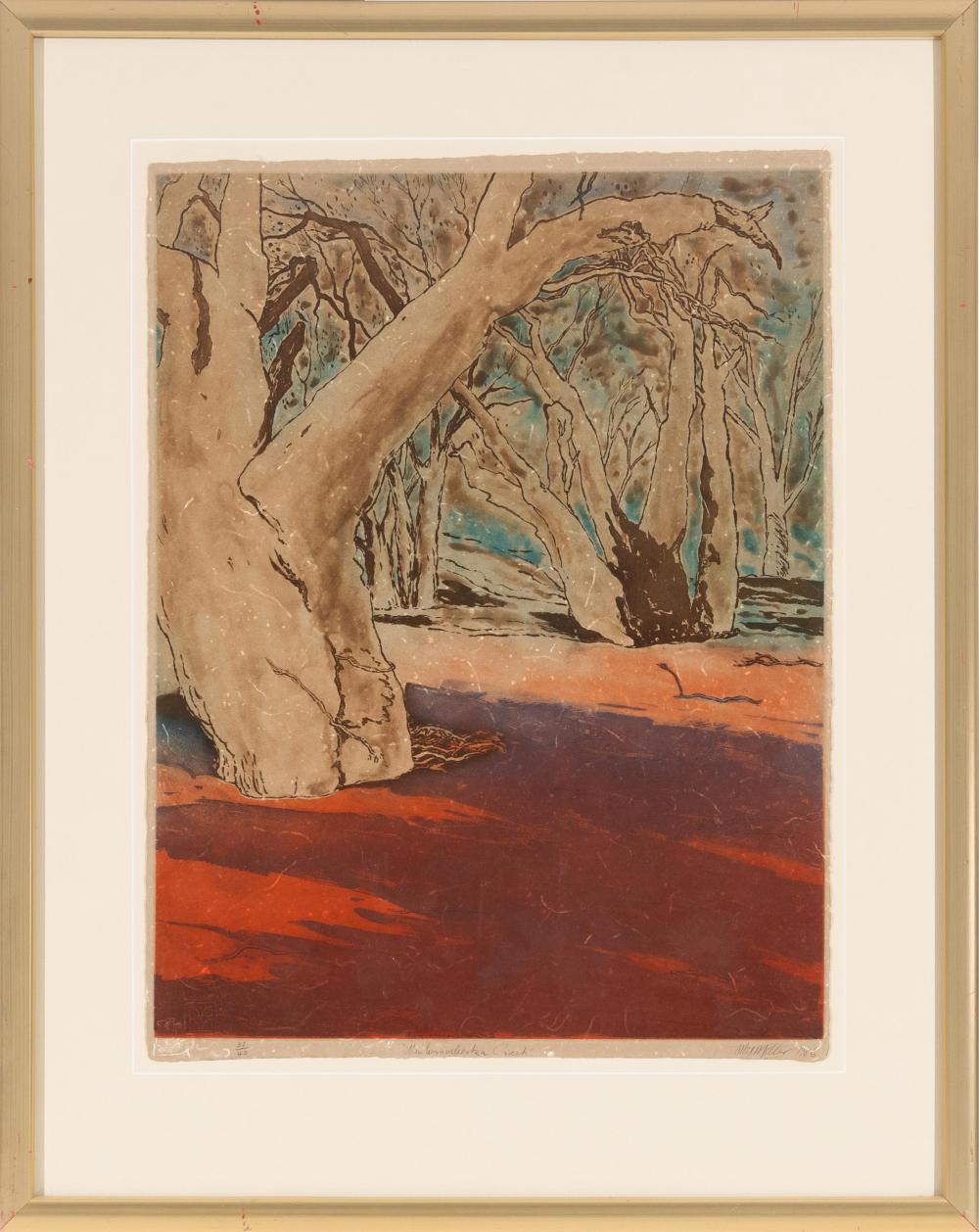 Max Miller comparable auction result: max miller english 1930 2023 umberumberka creek 1986 signed limited edition aquatint 67 x 51 frame size 93 x 73cm