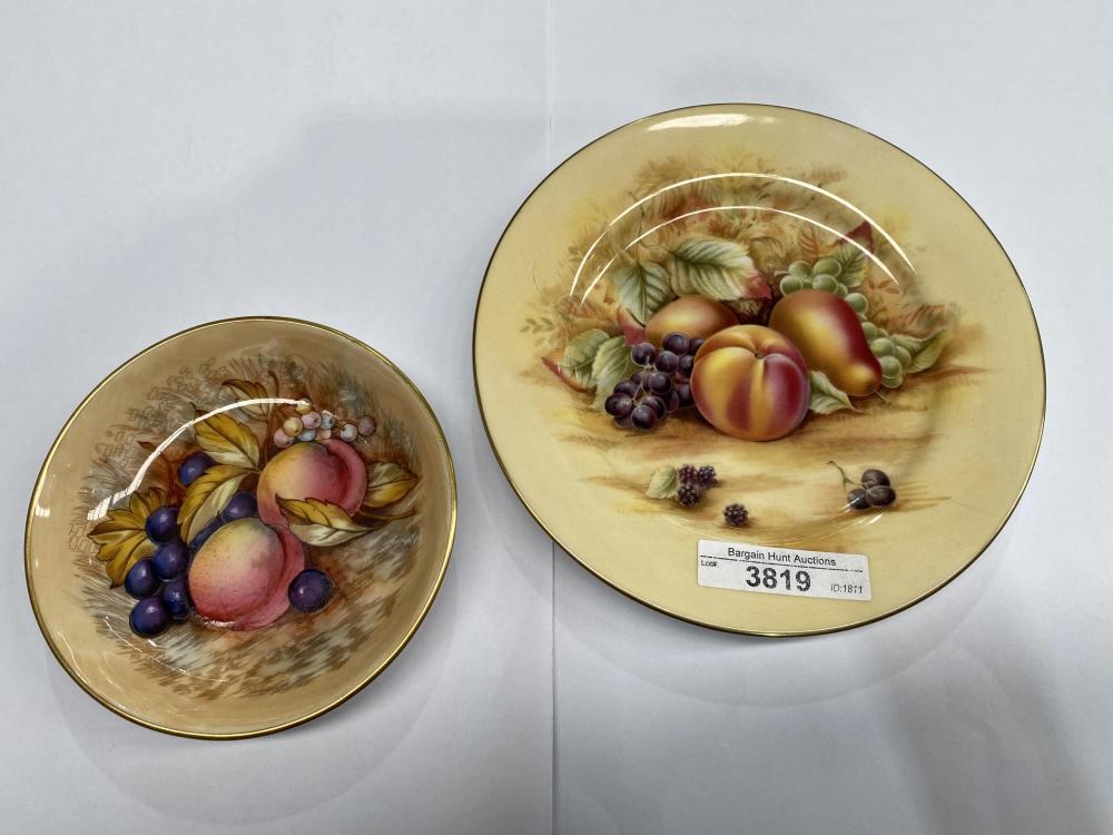 2 x Aynsley Orchard Gold plates - 1 side plate and small dish sold by Bargain Hunt Auctions, lot 3819 — auction record photograph