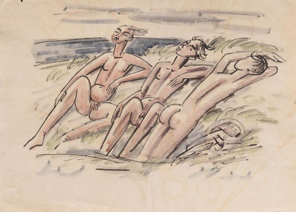 Emil Maetzel comparable auction result: emil maetzel cuxhaven 1877 hamburg 1955 boys at the beach